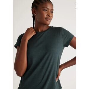 Quince FlowKnit Breeze Tee Women’s Sz XL Heather Green Yoga Performance EUC